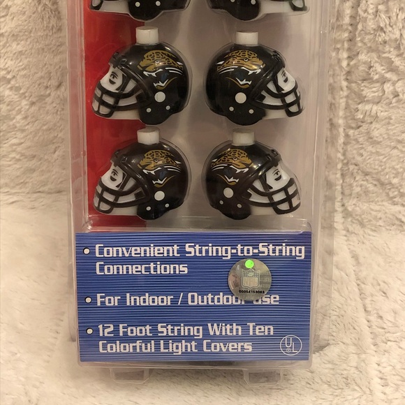 NFL Jacksonville Jaguars 10 Football Helmets String Lights 12’ Party Christmas - Picture 2 of 9